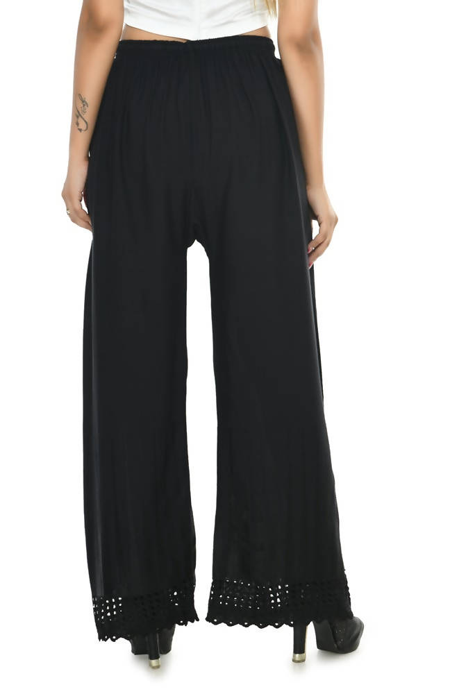 Mominos Fashion Moeza Reyon Cotton Black Cut Work Palazzo | Grab2Buy