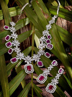 Saraf RS Jewellery Rhodium-Plated Pink AD studded Jewellery Set | Grab2Buy
