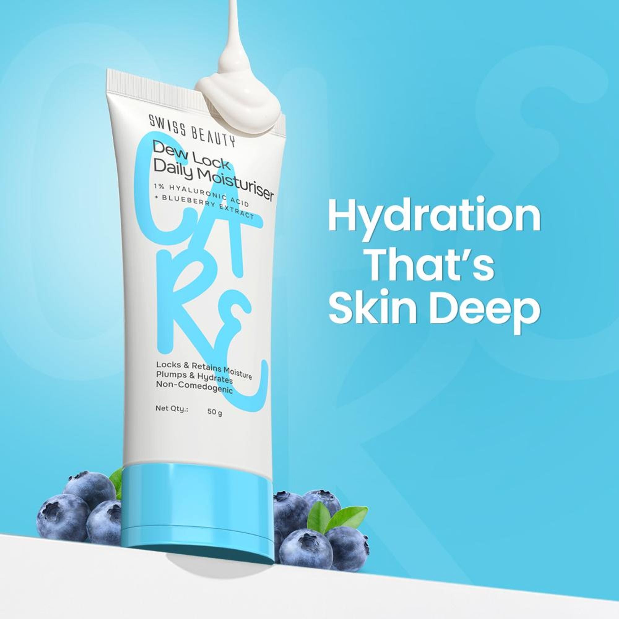 Swiss Beauty Care Dew Lock Daily Moisturiser - 1% Hyaluronic Acid & Blueberry Extract | Grab2Buy