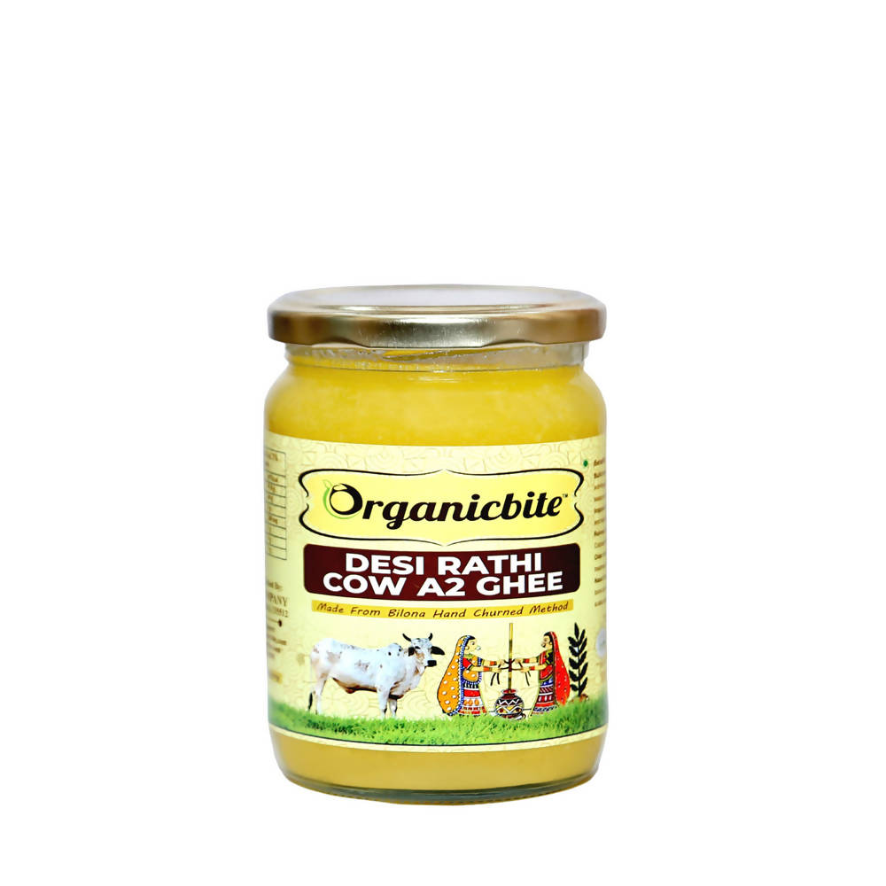 Organicbite Desi Rathi Cow A2 Ghee | Vedic Bilona Method, Curd-Churned Excellence in Grass-Fed Rathi Cow Ghee,Pure & Healthy, Packed in Glass Jar | Grab2Buy