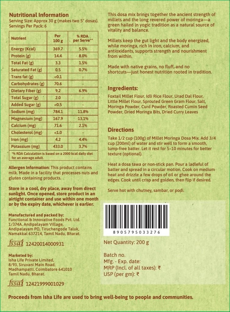 Isha Life Millet and Moringa Dosa Mix | Grab2Buy