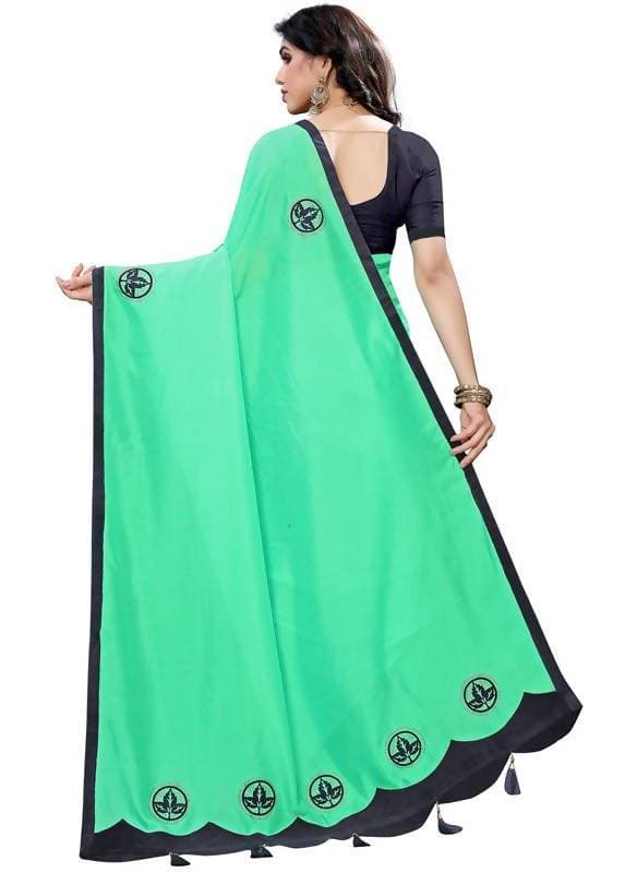 Vamika Designer Green Georgette Saree (TSUNAMI GREEN) | Grab2Buy