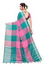Vamika Rama Cotton Silk Weaving Saree (Gamma Checks Rama) | Grab2Buy