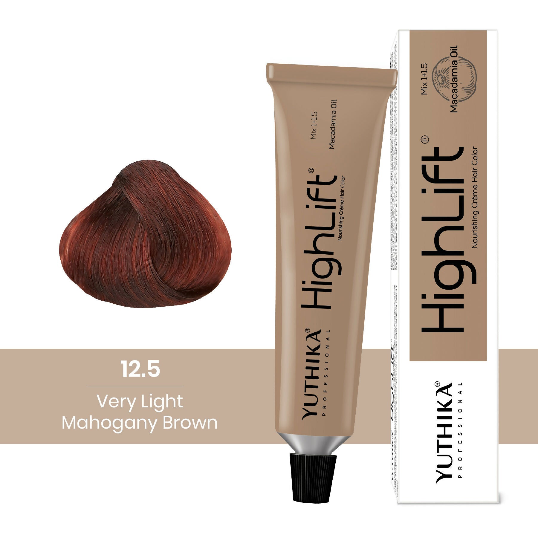 Yuthika Professional High lift Creme Hair Colour 12.5 Very Light Mahogany Brown | Grab2Buy