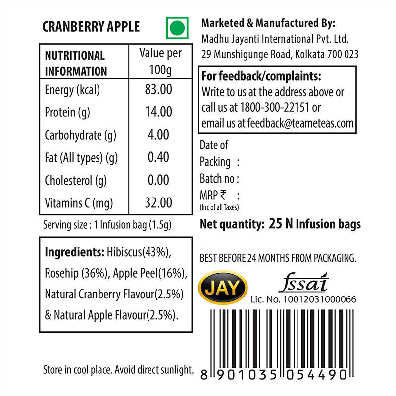Teame Cranberry Apple Cheer Tea Bags | Grab2Buy