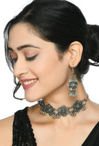 Mominos Fashion Johar Kamal Silver-Plated Brass Finish Floral Desgin Choker For Women | Grab2Buy