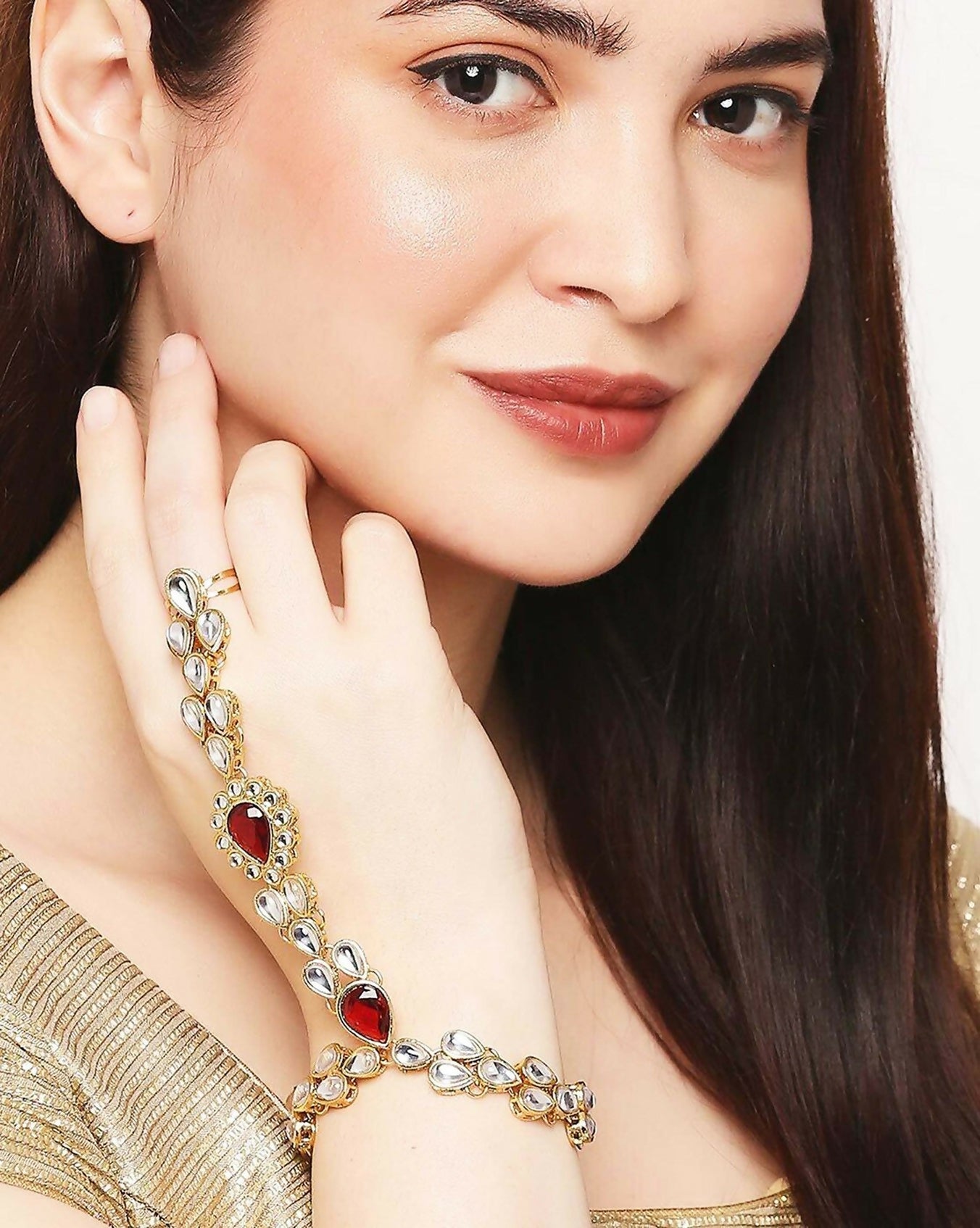 Joban Fashion Gold Polished Kundan Bracelet | Grab2Buy