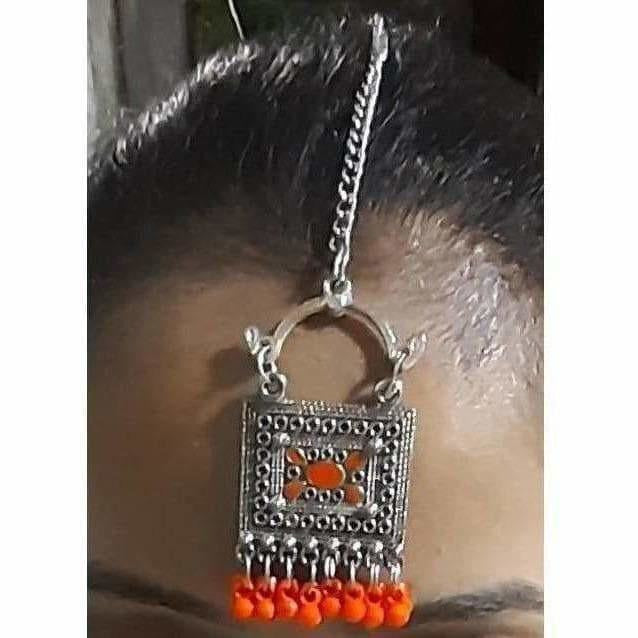 MS Fashion India Orange Color Drops Jaipur Maang Tikka | Grab2Buy