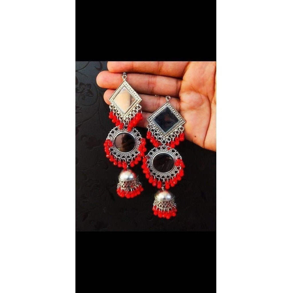 MS Fashion India Muskan Fancy Oxidized Mirror Jhumki Earrings | Grab2Buy
