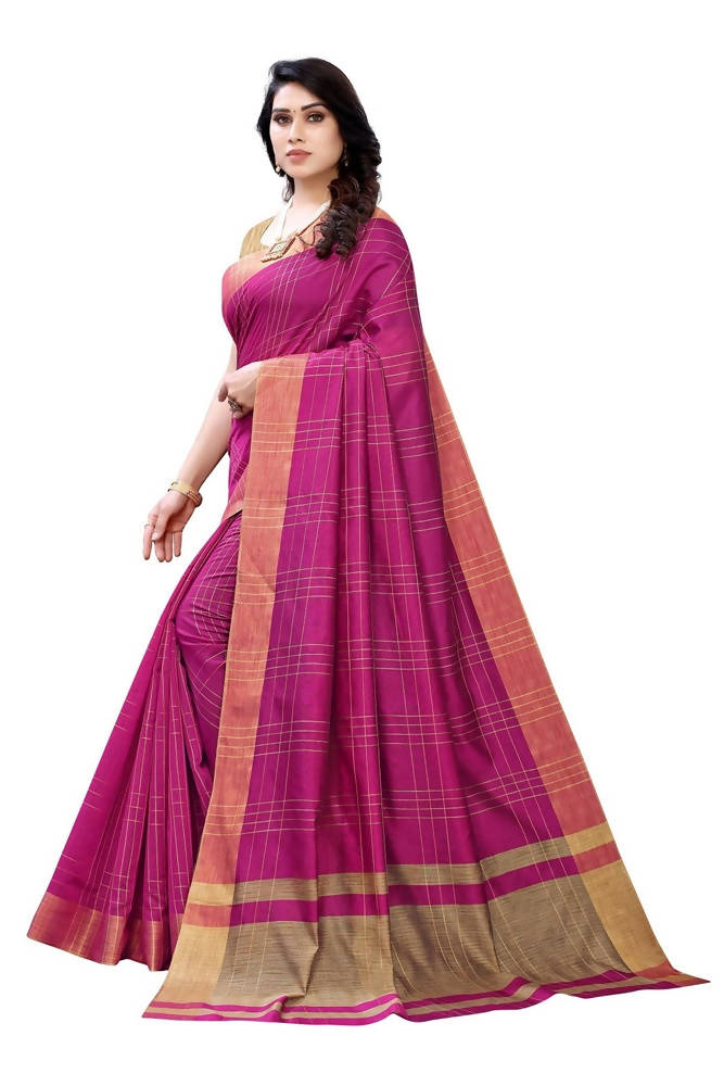 Vamika Pink Cotton Silk Weaving Saree (Anaya Pink) | Grab2Buy
