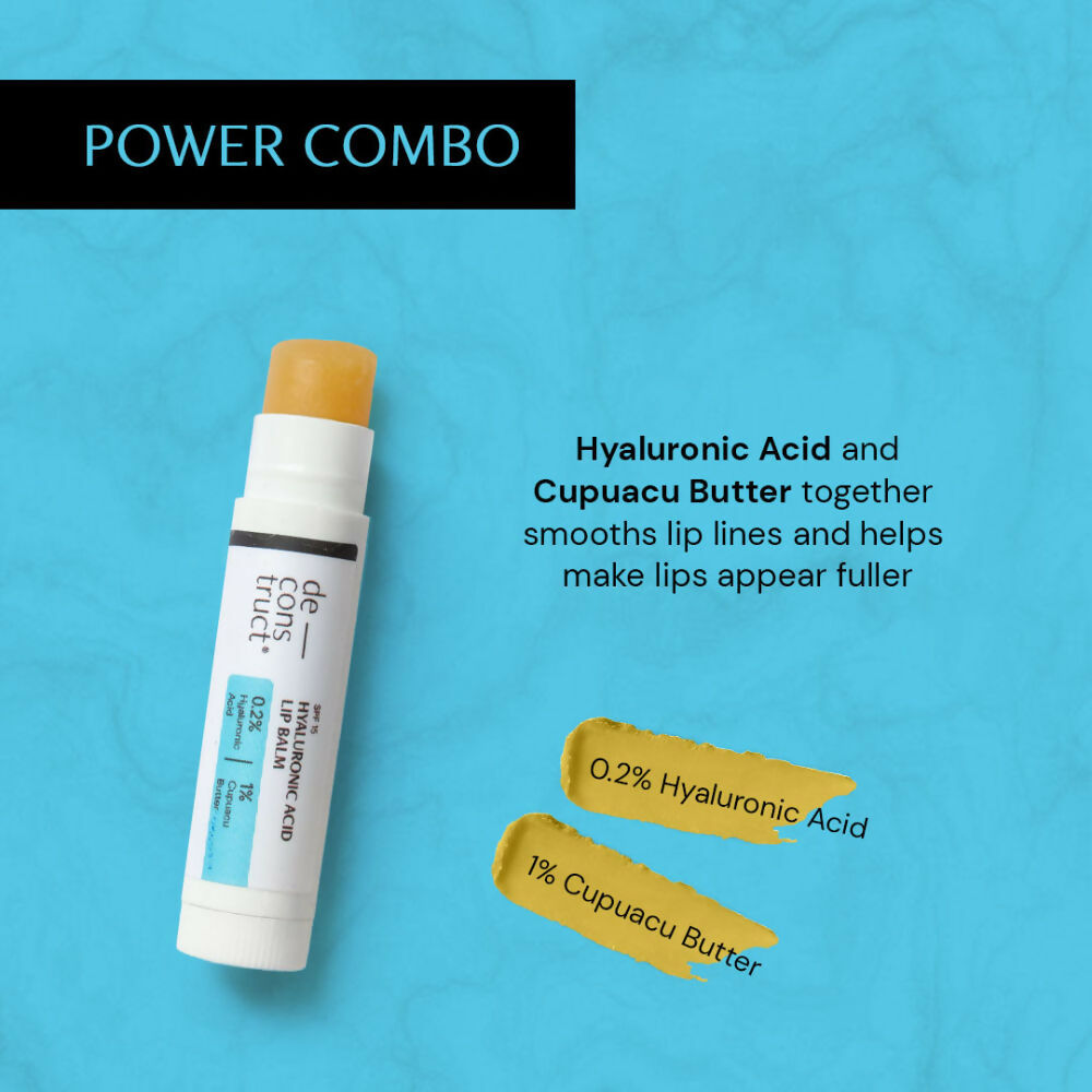 Deconstruct Hyaluronic Acid Lip Balm With 1% Cupuacu Butter - For Fuller lips, Dry Lips, Reduces Flakiness | Grab2Buy