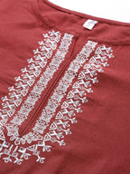 Yufta Maroon & Off White Embroidered Dupatta Set | Grab2Buy