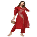 Lagi Women's Maroon Poly silk Straight Embroidred Kurta Pant (RO115A) | Grab2Buy