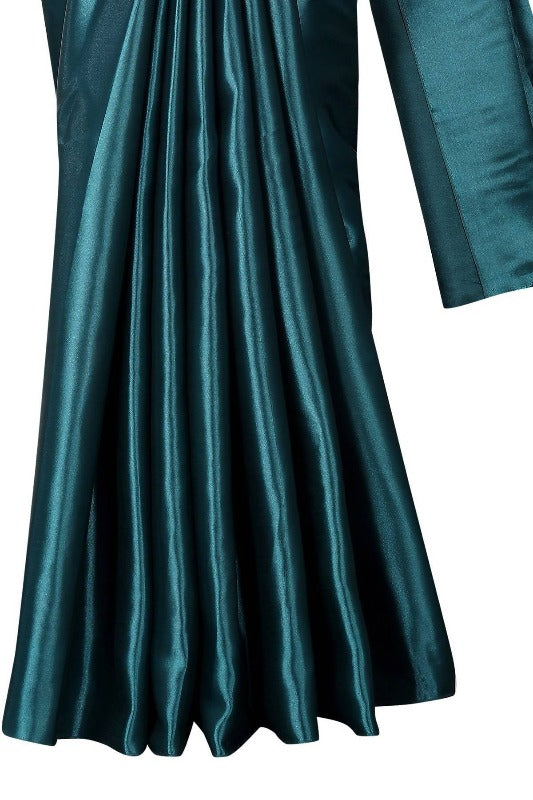 Vamika Rama Green Satin Designer Saree (PAVITRA RAMA) | Grab2Buy