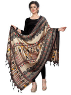 Vamika Black Latest Printed Khadi Beautiful Bhagalpuri Dupatta | Grab2Buy