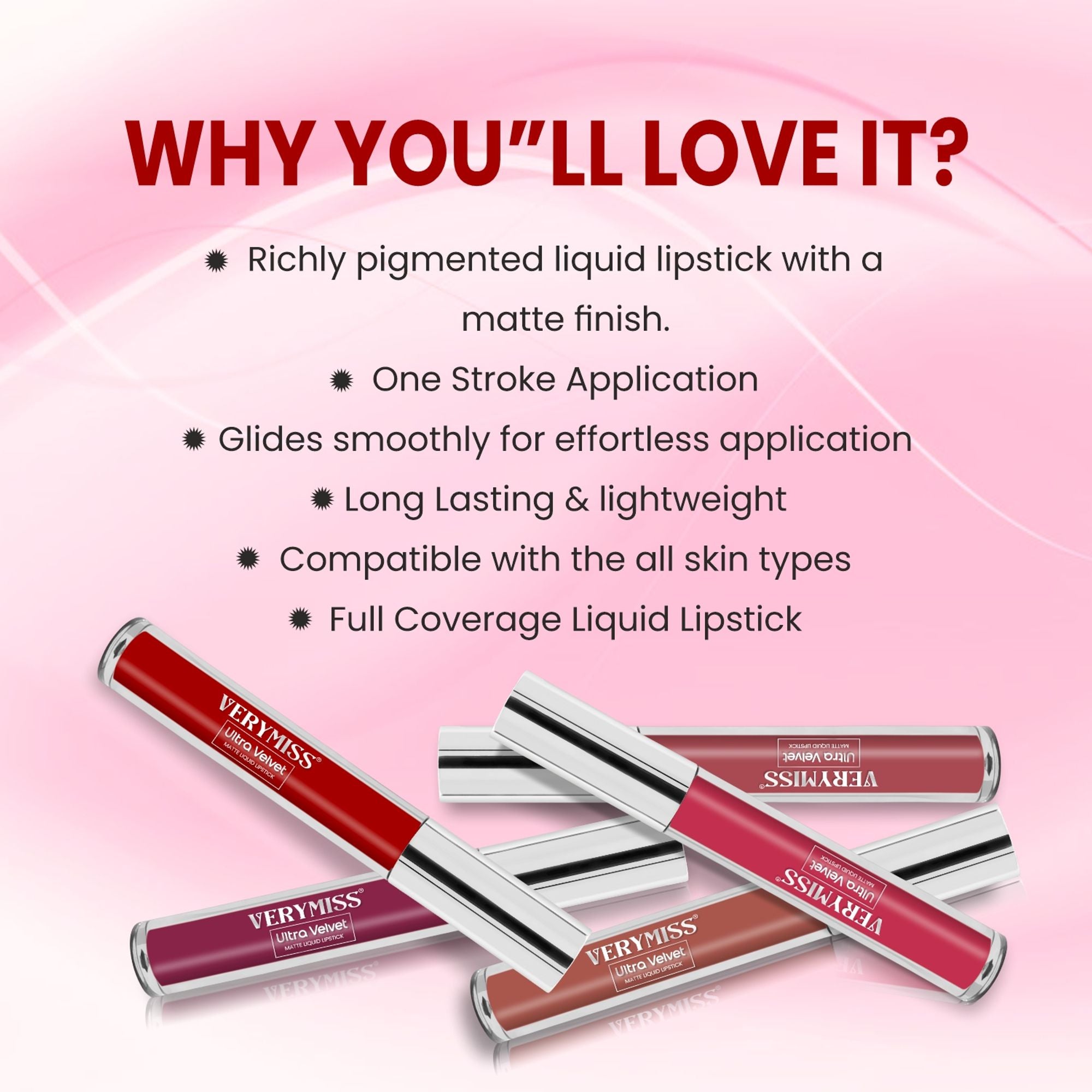 VERYMISS Ultra Velvet Matte Liquid Lipstick - 204 Burgandy Red