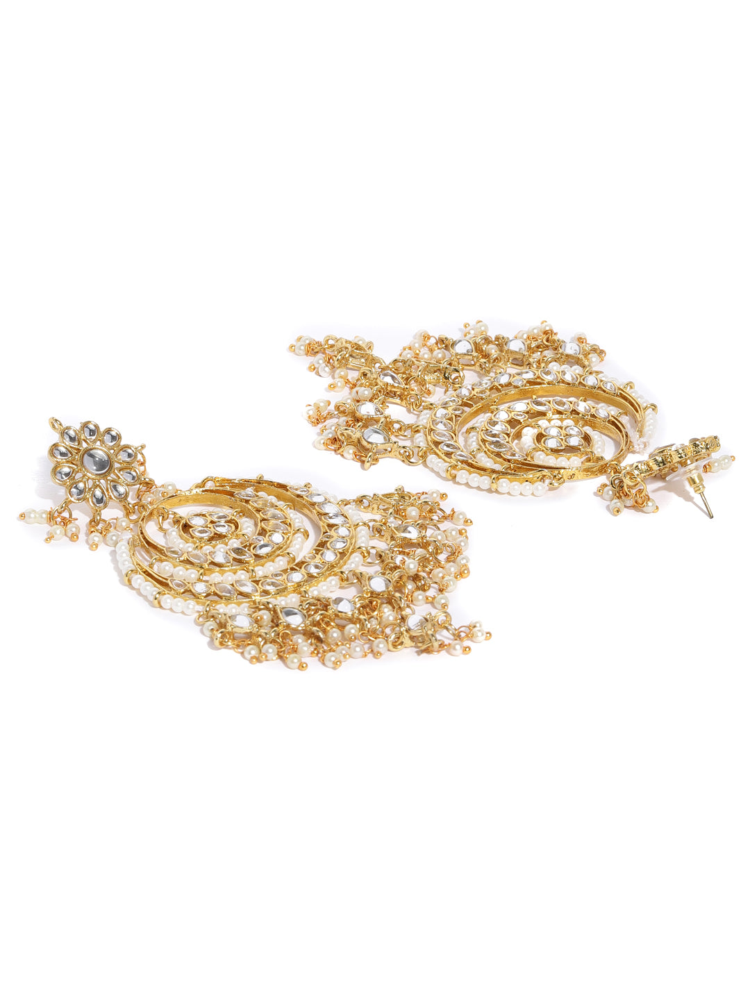 Zaveri Pearls Gold-Toned Kundan & Pearls Studded Rani Haar Jewellery Set | Grab2Buy