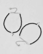 VOJ Set of 2 Bird Black Beads Anklet