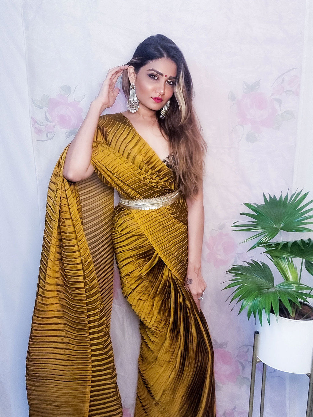 Saree Mall Mustard Party Wear Saree with Matching Blouse | Grab2Buy