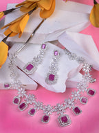 Saraf RS Jewellery Rhodium-Plated Pink AD studded Jewellery Set | Grab2Buy