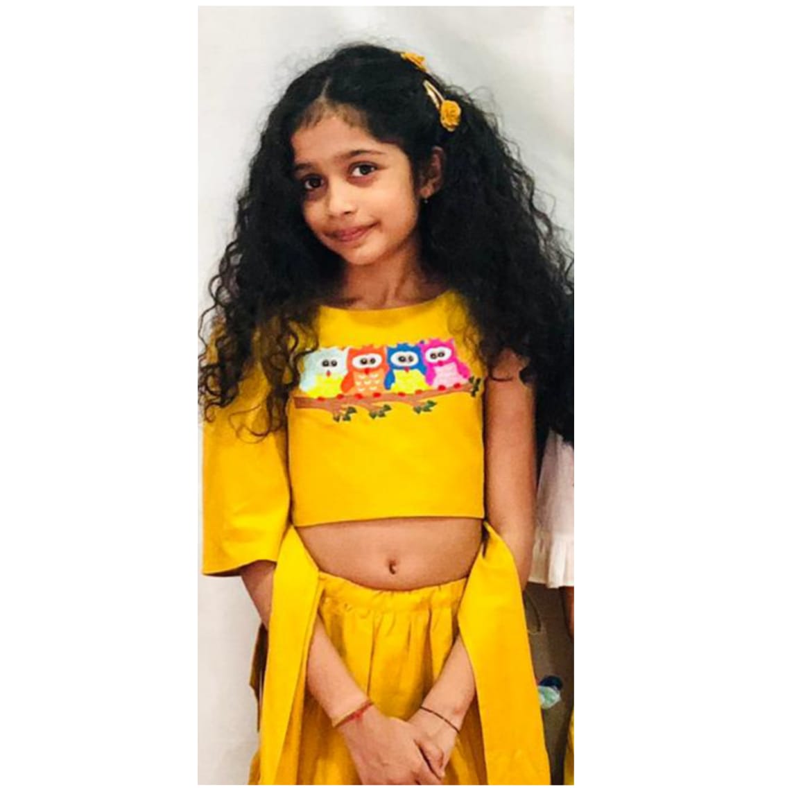 ArthLife Owl Embroidery Mustard Yellow Ghagara Dress | Grab2Buy