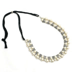 Mominos Fashion Johar Kamal Silver-Plated Brass Finish Pearls Work Choker For Women (White) | Grab2Buy