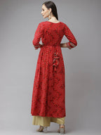 Yufta Women Red Bandhani Printed Kurta | Grab2Buy
