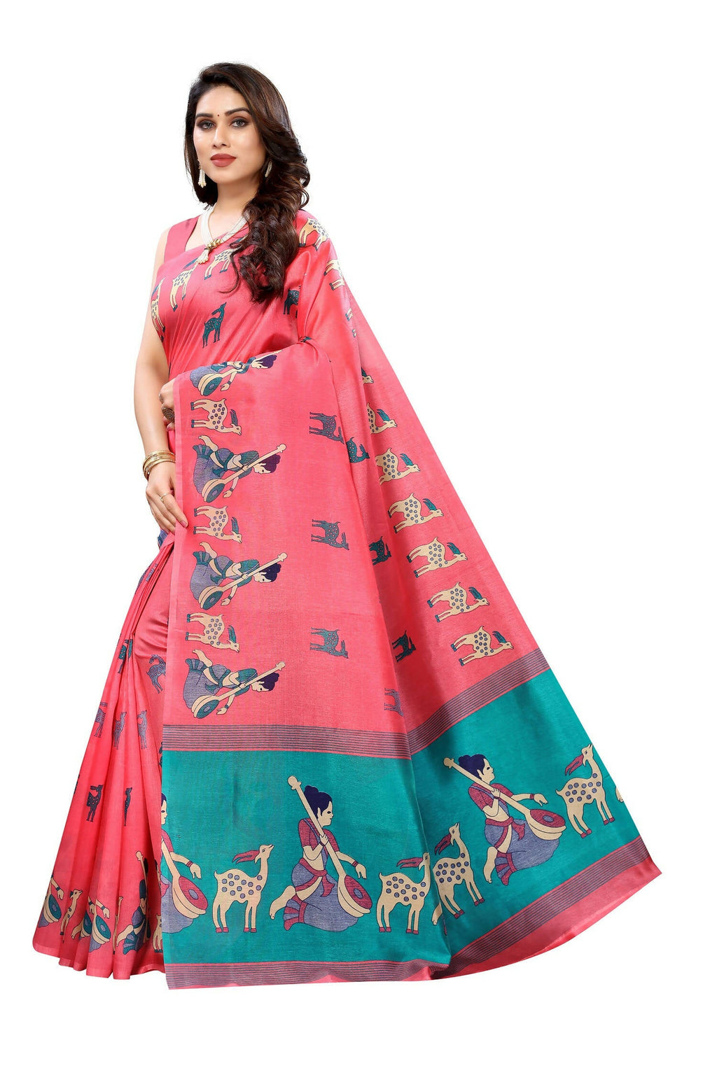 Vamika Pink Kalamkari With Jhalar Khadi Silk Saree | Grab2Buy