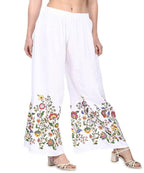 Mominos Fashion White Floral Design Palazzo | Grab2Buy