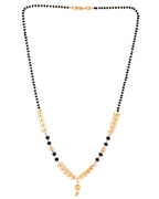 VOJ Gold-Polished Leaf Design Beaded Chain Mangalsutra