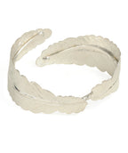 Brass Alloy Siver Plated Leaf Shape Cuff Bangle - The Pari | Grab2Buy