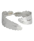 Brass Alloy Siver Plated Leaf Shape Cuff Bangle - The Pari | Grab2Buy