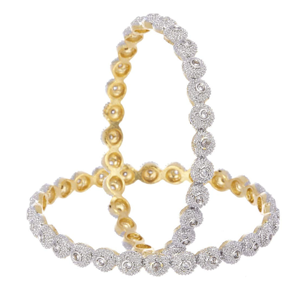 Gold-Polished Alloy Round Thin American Diamond Bangle Set - The Pari | Grab2Buy