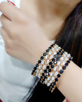 Gold-Polished Alloy American Diamond Combo Of Black & Silver Bangles - The Pari | Grab2Buy