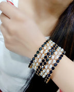 Gold-Polished Alloy American Diamond Combo Of Black & Silver Bangles - The Pari | Grab2Buy