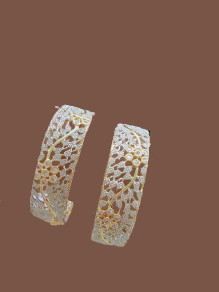 Gold-Polished Alloy Designer American Diamond Bangle Set - The Pari | Grab2Buy