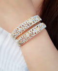 Gold-Polished Alloy Designer American Diamond Bangle Set - The Pari | Grab2Buy