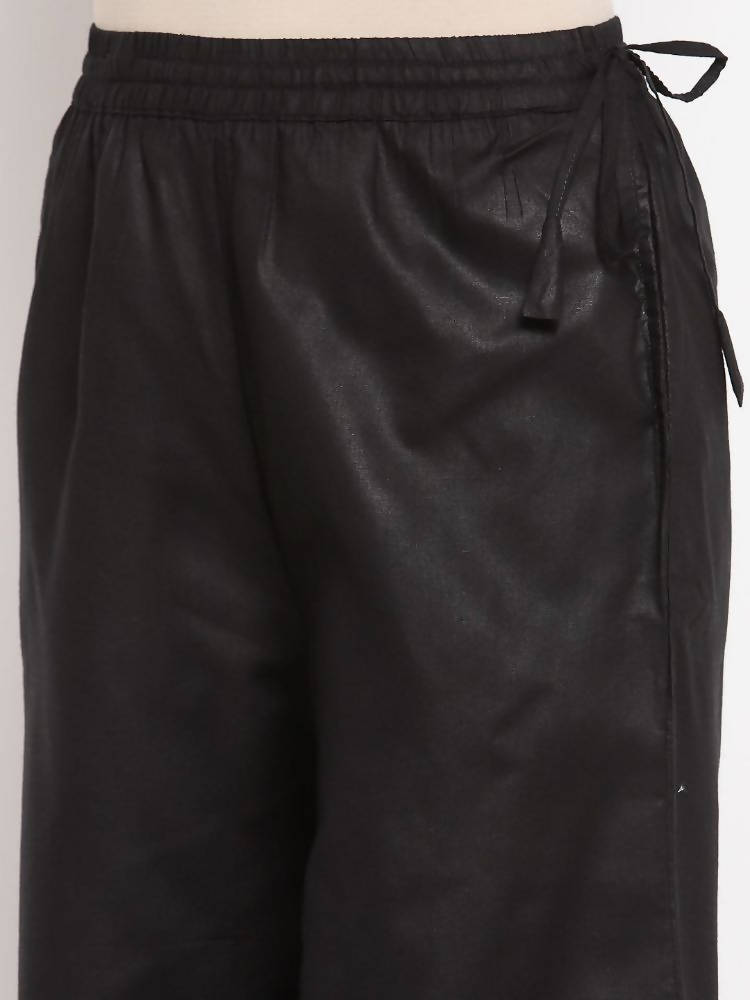 Myshka Women's Black Cotton Solid Casual Palazzo | Grab2Buy