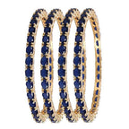 Gold-Polished Alloy American Diamond Bangles And Ring Set - The Pari
