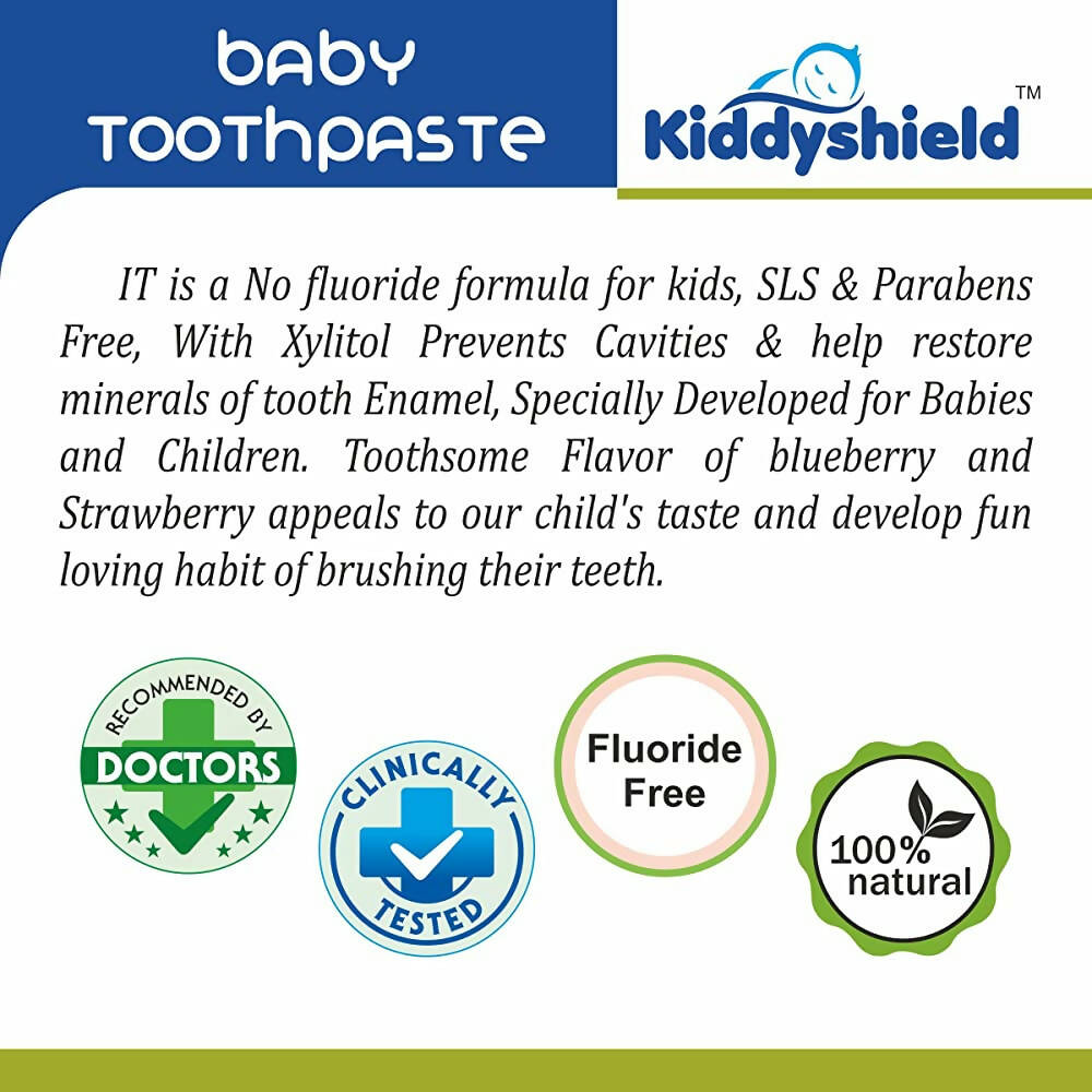 Kiddyshield Fluoride Free Formula Baby Toothpaste Blueberry For Kids 1+ Years | Grab2Buy