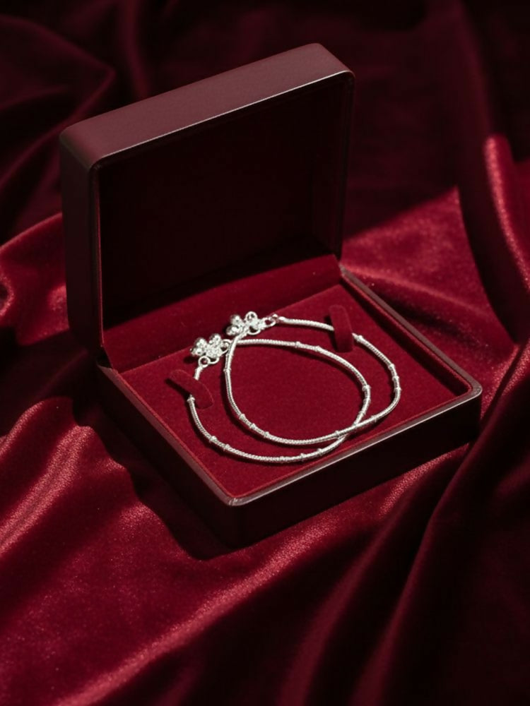 NVR Women Set of 2 Silver Plated Anklet | Grab2Buy