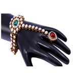Gold-Polished Alloy Kundan Studded Hand Harness Bracelet - The Pari