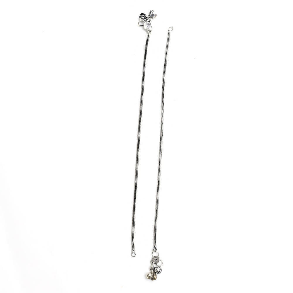 Mominos Fashion Kamal Johar Oxidised Silver Simple Anklets | Grab2Buy