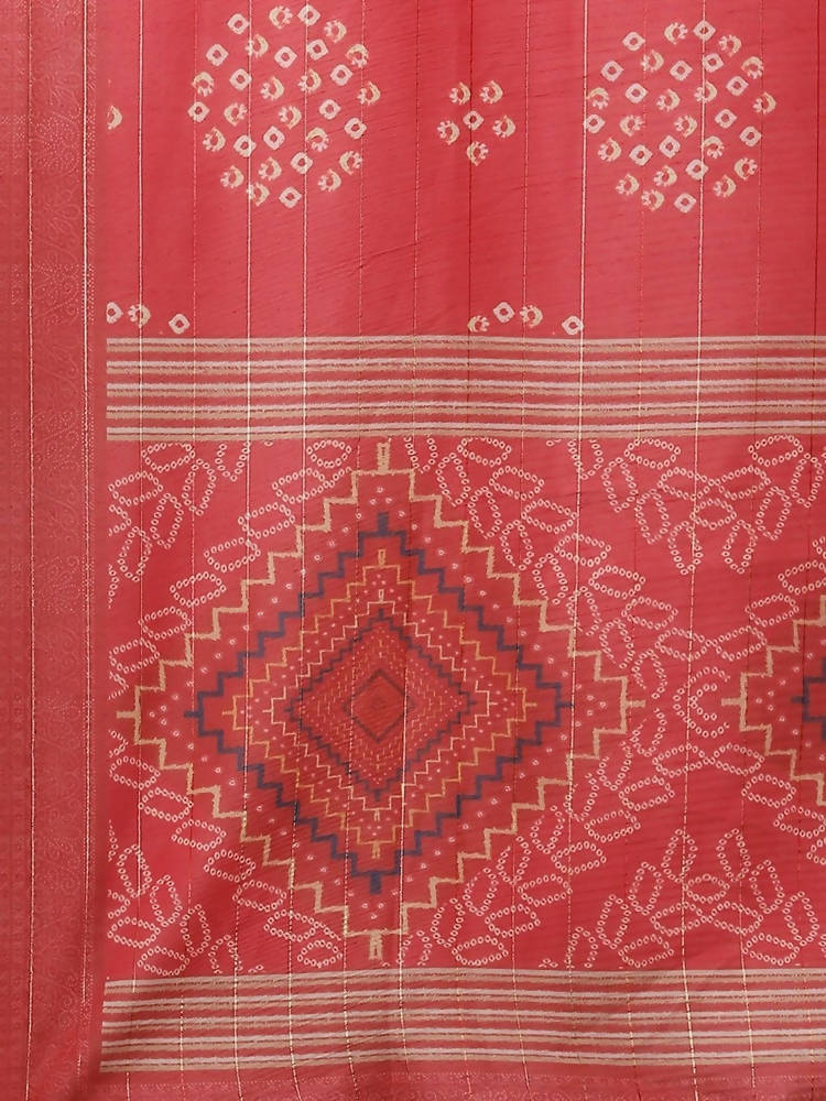 Yufta Women Red Bandhani Printed Regular Gotta Patti Kurta with Palazzo & With Dupatta | Grab2Buy