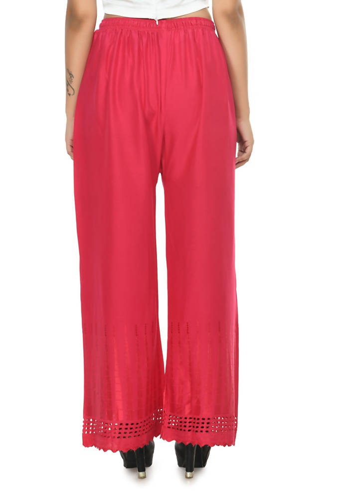 Mominos Fashion Moeza Reyon Cotton Magenta Cut Work Palazzo | Grab2Buy