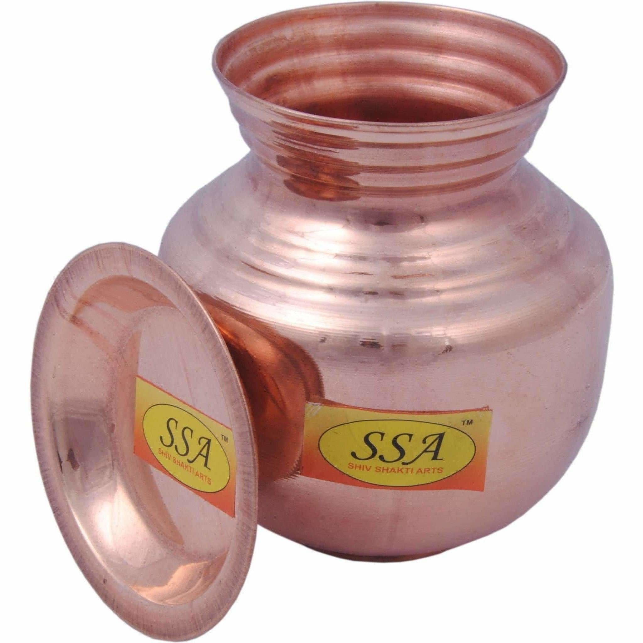 Handmade Pure Copper Kalash Lota With Lid Copper Kalash  (Height: 6.5 inch, Brown) | Grab2Buy