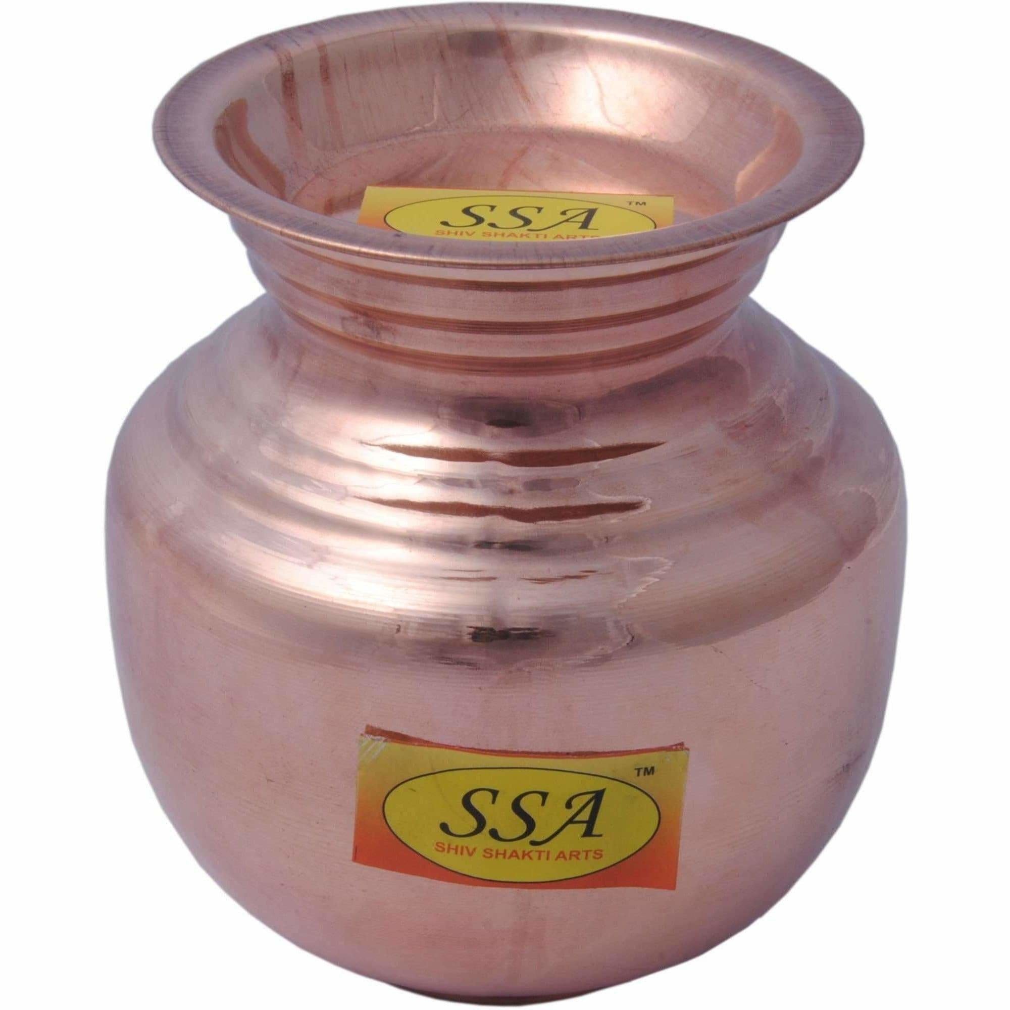 Handmade Pure Copper Kalash Lota With Lid Copper Kalash  (Height: 6.5 inch, Brown) | Grab2Buy