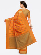 Saree Mall Yellow Silk Blend Patola Print Kanjeevaram Saree with Unstitched Blouse | Grab2Buy