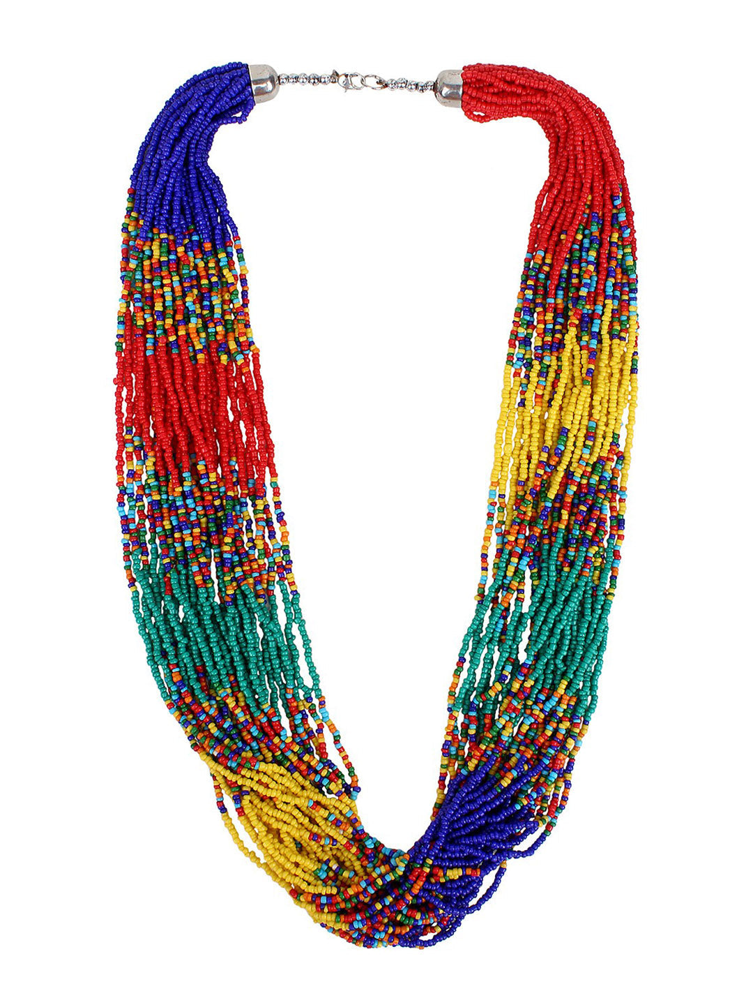 Cardinal Red & Green Beaded Multistring Necklace & Earrings Set | Grab2Buy