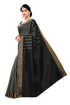Vamika Black and White Lines Cotton Silk Weaving Saree (Paithani Black) | Grab2Buy